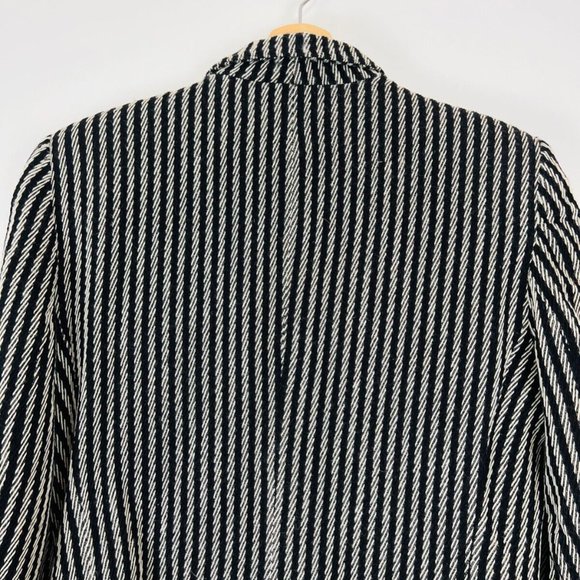 Christian Dior Vintage Black and Cream Striped Wool Tailored Blazer Jacket UK 14 - Picture 11 of 12